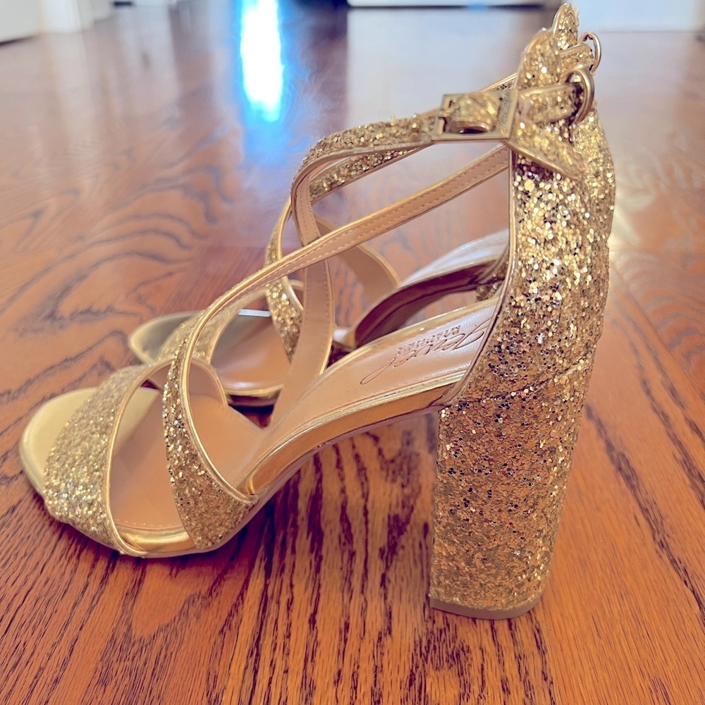 Brand New Badgley Mischka Cook Metallic Glitter Evening Shoe Size 9.5 - Picture 4 of 8